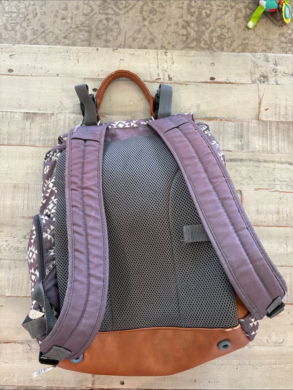 Fisher-Price Shiloh Gray and White Southwest   Diaper Bag Backpack